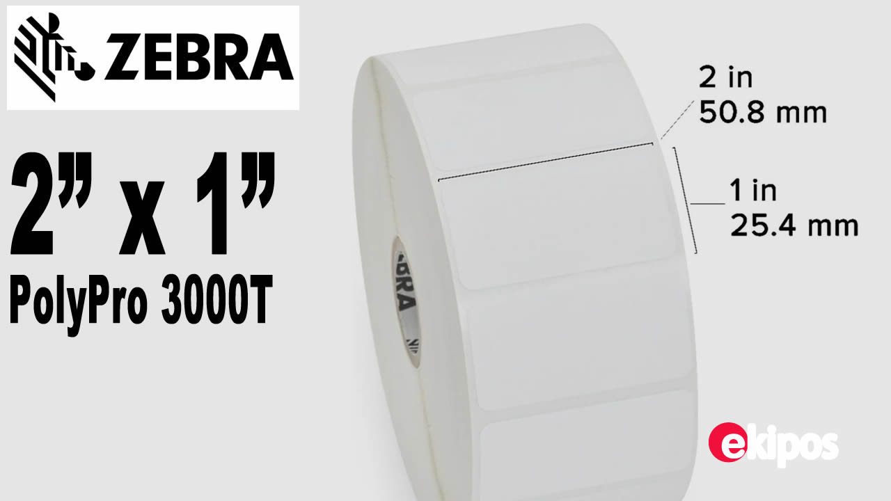 Zebra PolyPro 3000T Etiquetas 2x1 Pulg. -  2100 Unid               