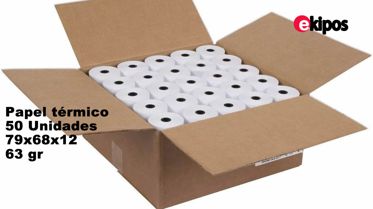 OEM Rollos de papel térmico en blanco 79×68x12 63gr Caja de 50 Unidades  