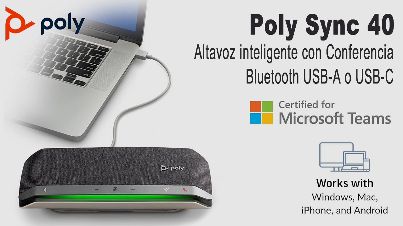 Plantronics Poly Sync 40 USB-A o USB-C  Altavoz manos libres  